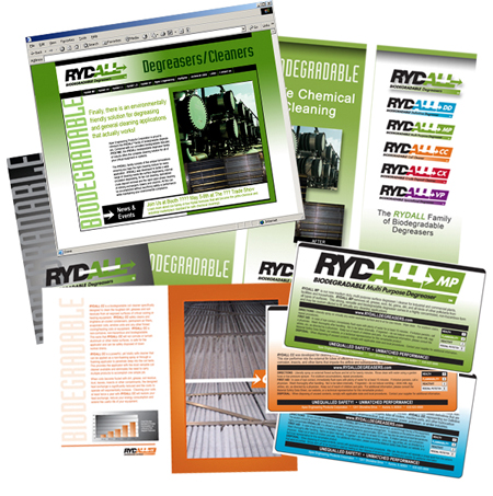 Rydall Degreasers - (New Product Launch - Sales Marketing Brochures, Print Collateral, Product Label