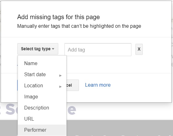 Adding missing tags events schema tag